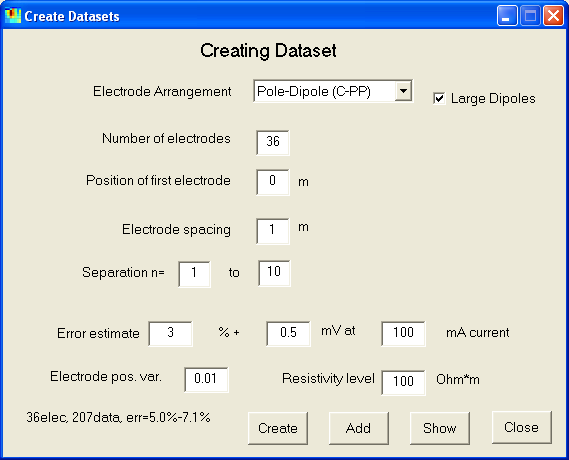 data used for res2dinv